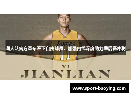 湖人队官方宣布签下自由球员，加强内线深度助力季后赛冲刺